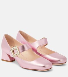 Туфли мэри джейн из металлизированной кожи très vivier Roger Vivier, розовый