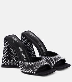 Атласные туфли-мофели devon с декором The Attico, черный