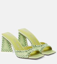 Атласные туфли-мофели mini devon с декором The Attico, зеленый