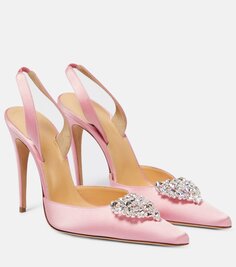 Атласные туфли с пяткой на пятке, украшенные кристаллами Magda Butrym, розовый
