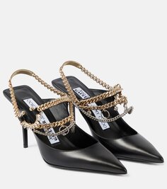Кожаные туфли-лодочки с пяткой на пятке и декором из коллекции x jean paul gaultier Jimmy Choo, черный