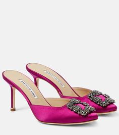 Атласные туфли-мофели hangisimu 70 с декором Manolo Blahnik, фиолетовый