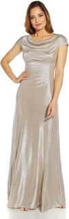 Вязаное платье металлизированного цвета с драпировкой и воротником Adrianna Papell, цвет Alabaster