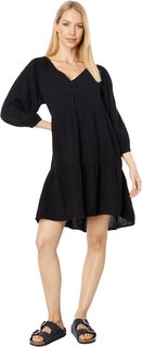 Двухслойное газовое многоярусное платье с рукавами 3/4 в стиле бохо Mod-o-doc, черный