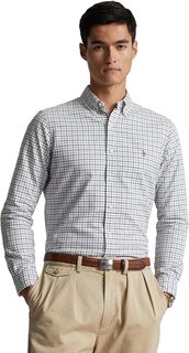 Рубашка-поло Classic Fit Tattersall Oxford Short Sleeve Shirt Polo Ralph Lauren, цвет Grey Heather/White