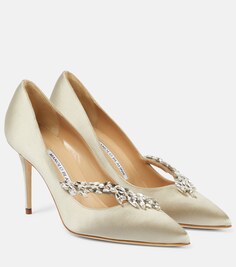 Атласные туфли nadira 90 с декором Manolo Blahnik, серый