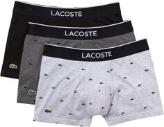 Трусы Trunks 3-Pack Casual Lifestyle All Over Print Croc Lacoste, цвет Black/Pitch Chine/Silver Chine