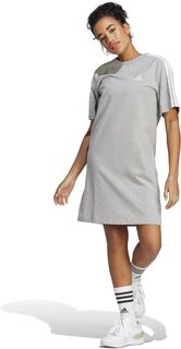 Платье-футболка бойфренда из джерси с 3 полосками Essentials adidas, цвет Medium Grey Heather/White