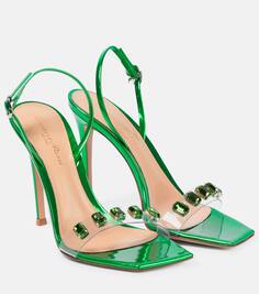 Кожаные сандалии ribbon candy 105 Gianvito Rossi, зеленый