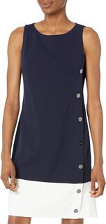 Платье прямого кроя без рукавов с цветными блоками DKNY, цвет Spring Navy/Ivory