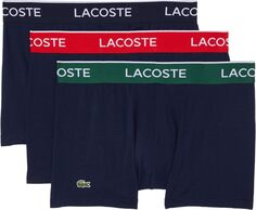 Трусы Trunks 3-Pack Casual Classic Colorful Waistband Lacoste, цвет Navy Blue/Green/Red/Navy Blue