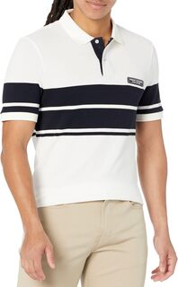 Рубашка-поло Color-Block Stripe Logo Polo Armani Exchange, цвет Off-White/Deep Navy