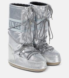 Зимние ботинки icon с блестками Moon Boot, серебро