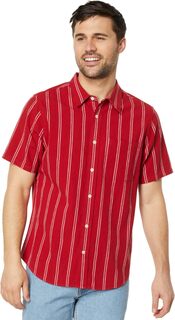 Идеальная рубашка с коротким рукавом – мятый хлопок Madewell, цвет Twin Pinstripe Carmine
