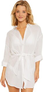 Платье-рубашка с прозрачными пуговицами и воротником спереди BECCA, белый