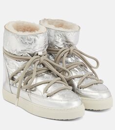 Зимние ботинки sneaker на танкетке со звездами и эффектом металлик Inuikii, серебро