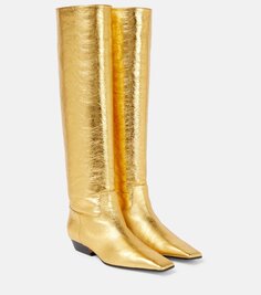 Ботинки marfa из металлизированной кожи Khaite, золото
