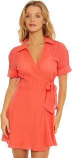 Текстурированное платье-рубашка с запахом и воротником Playa BECCA, цвет Grapefruit