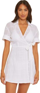 Текстурированное платье-рубашка с запахом и воротником Playa BECCA, белый