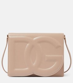 Кожаная сумка через плечо с логотипом Dolce&amp;Gabbana, розовый