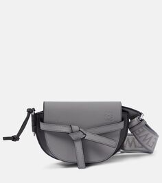 Двойная кожаная сумка через плечо gate mini Loewe, серый