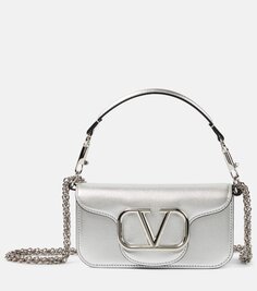 Маленькая сумка через плечо locò из металлизированной кожи Valentino Garavani, серебро