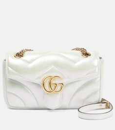 Маленькая кожаная сумка на плечо gg marmont Gucci, белый