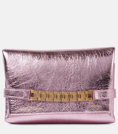 Миниатюрная кожаная сумка на плечо с цепочкой Victoria Beckham, розовый
