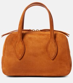 Маленькая замшевая сумка-тоут maeve Khaite, коричневый
