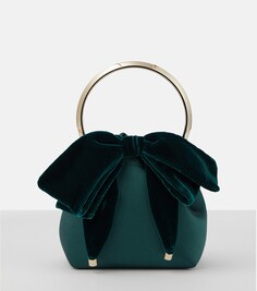Маленькая сумка-ведро bon bon из атласа и бархата Jimmy Choo, зеленый