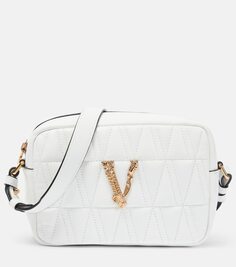 Стеганая кожаная сумка через плечо virtus Versace, белый