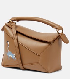Миниатюрная кожаная сумка через плечо x suna fujita с пазл-краем Loewe, коричневый