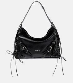 Кожаная сумка через плечо voyou среднего размера Givenchy, черный