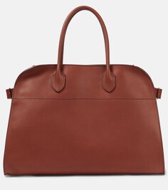 Мягкая кожаная сумка-тоут margaux 15 среднего размера The Row, коричневый