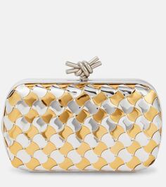 Клатч из металлизированной кожи с узлом Bottega Veneta, металлический