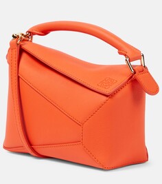 Миниатюрная кожаная сумка через плечо puzzle edge Loewe, апельсин
