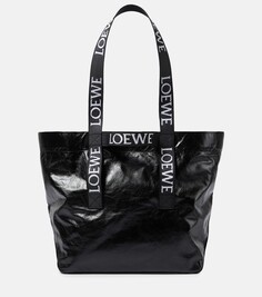 Складная кожаная сумка-шоппер Loewe, черный