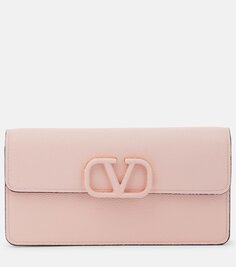 Кожаная сумка на плечо с логотипом Valentino Garavani, розовый