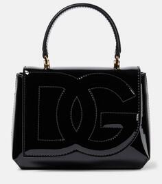 Маленькая сумка-тоут из лакированной кожи с логотипом dg Dolce&amp;Gabbana, черный