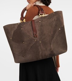 Большая двусторонняя кожаная сумка-тоут marcie Chloé, коричневый Chloe