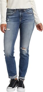 Джинсы Suki Mid-Rise Slim Straight Leg Jeans L93455ECF311 Silver Jeans Co., цвет Indigo