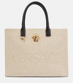 Холщовая сумка-тоут la medusa Versace, бежевый