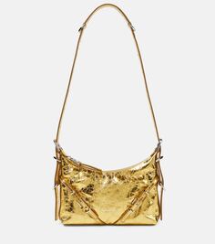 Миниатюрная кожаная сумка через плечо voyou с эффектом металлик Givenchy, золото