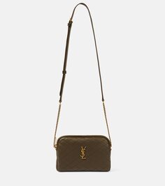 Стеганая кожаная сумка на плечо gaby Saint Laurent, коричневый