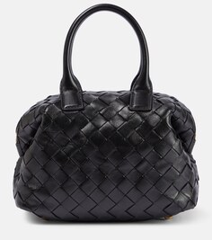 Миниатюрная кожаная сумка-тоут bauletto Bottega Veneta, черный