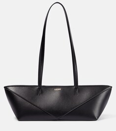 Кожаная сумка-тоут среднего размера с застежкой-молнией Loewe, черный