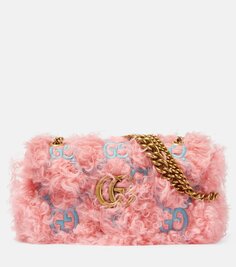 Маленькая сумка на плечо из овчины gg marmont Gucci, розовый