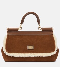 Маленькая замшевая сумка-тоут sicily Dolce&amp;Gabbana, коричневый