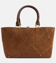 Маленькая замшевая сумка-тоут marcie с заклепками Chloé, коричневый Chloe