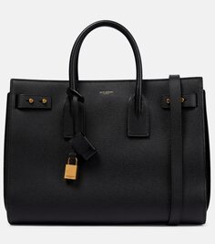 Сумка-тоут sac de jour из мягкой кожи среднего размера Saint Laurent, черный